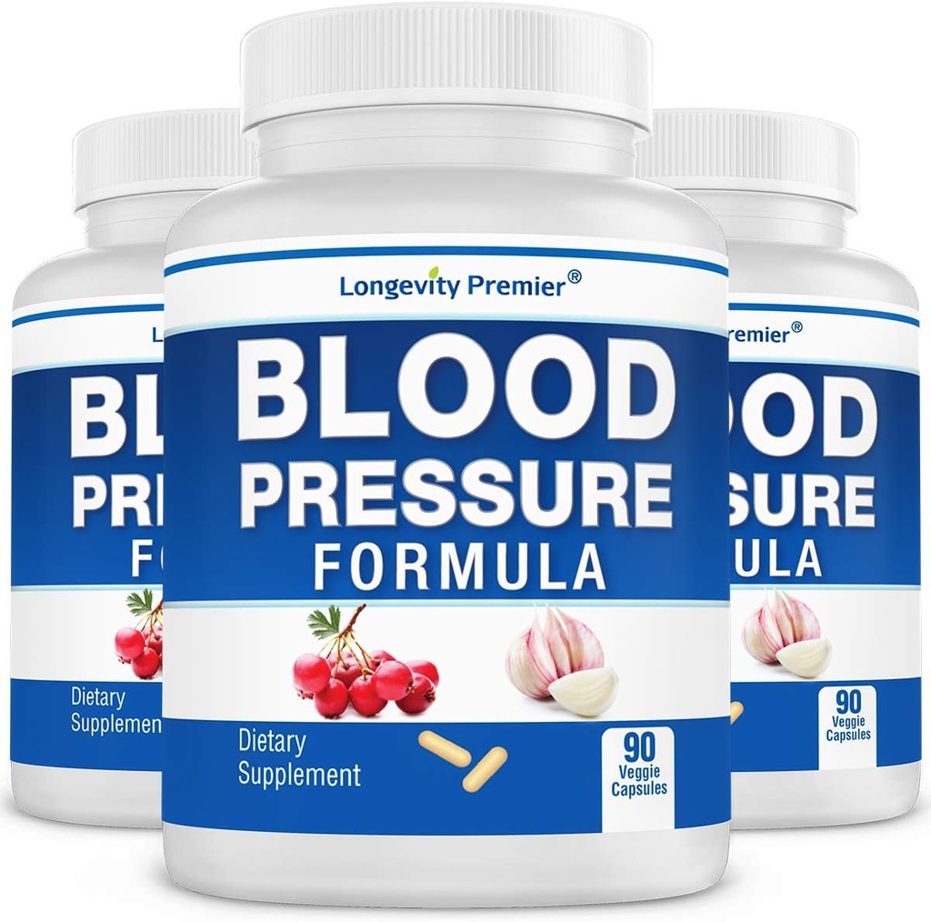[3-Bottle Value Pack] Longevity Blood Pressure Formula - 12+ Natural Herbs ile. Diyet desteği Supplement