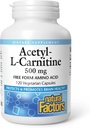 Doğal Faktörler, Acetyl L-Carnitine 500 mg, Sağlıklı Bir Memory, Concentration ve Brain Function, 120 kapsül (60 hizmet)