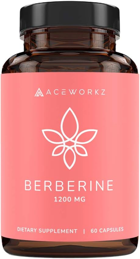 ACEWORKZ Berberine HCL 1200 mg Supplement -% 97 Yüksek boy - Kilo Yönetimi, Craving Control, Heart & Gut Health (60 Capsules)