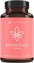 ACEWORKZ Berberine HCL 1200 mg Supplement -% 97 Yüksek boy - Kilo Yönetimi, Craving Control, Heart & Gut Health (60 Capsules)