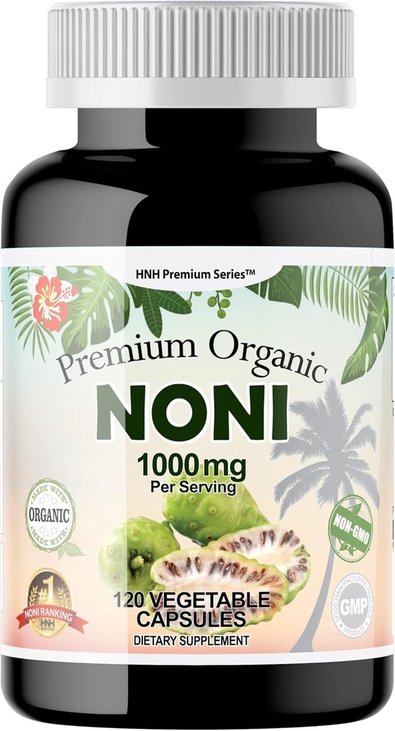Dr.K&C HNHusa Premium Organik Noni 1000 mg 120 Veggie Capsules Güçlü Saf Antioksis Desteği Immune Sistemi Genel Sağlık Morinda Citrifolia Türlü Vegan GMO No Filler Supplements