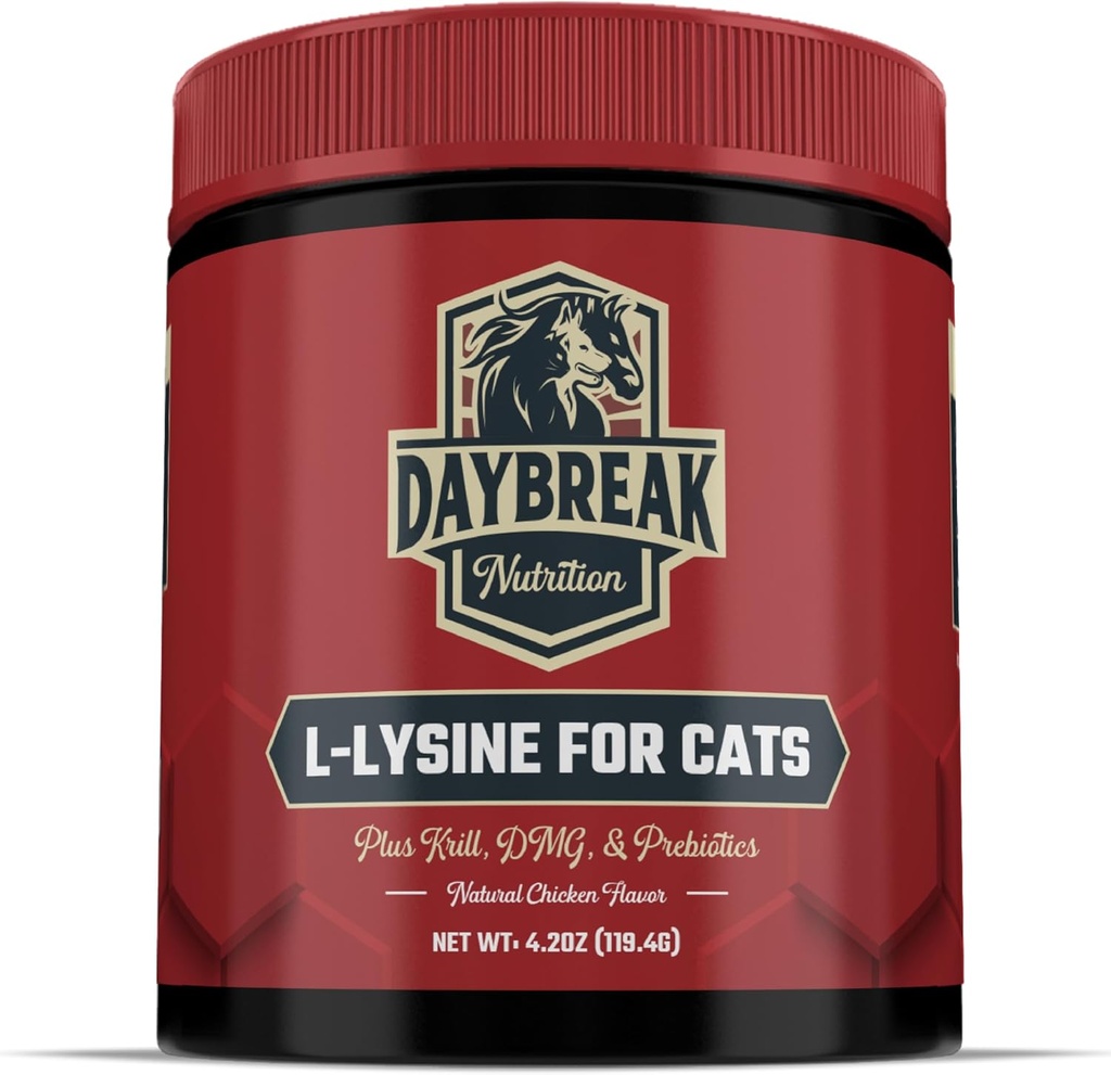 Cats ve Kittens için L-Lysine - Immunity & Respiratory Desteği için Kediler için 900 mg L Lysine Toz - L-Lysine, Prebiyotiks, Krill, & DMG Immune System, Eye Health & Sneezing