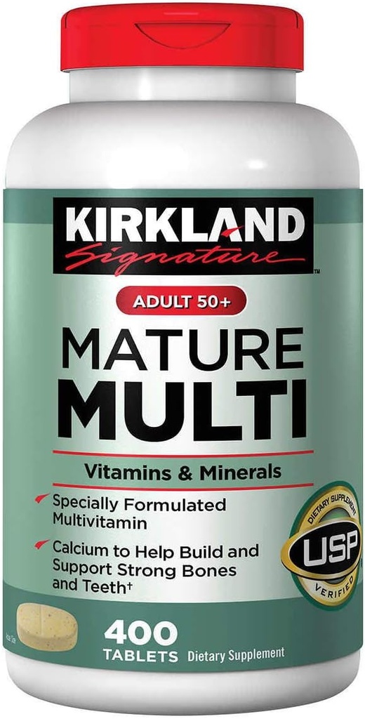 KIRKLAND Signature Adult 50+ Multi Vitamins & Minerals, 400 Tablet (2 Pack)