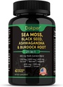 Sea Moss, Ashwagandha, Black Seed Oil Supplement, Vitamin C & D3 with Turmeric, Bladderwrack & Burdock Root, Natural Herbal Support for Men & Women 60 Capsules, Dietary Supplements, Pack of 1