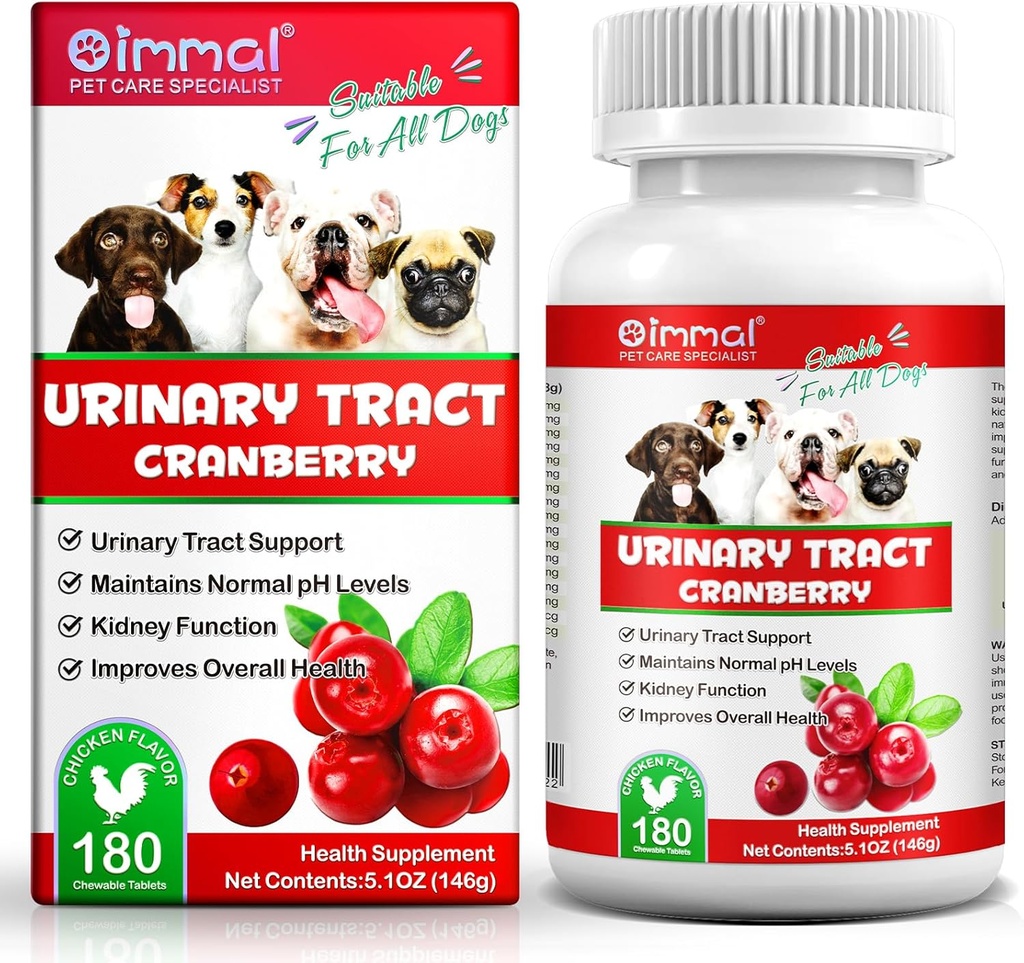 Köpekler için Cranberry, 180P Cranberry Urinary Tabletler Köpekler için - Destekler Bladder Enfeksiyonu, Urinary Tract, Bladder Stone & Dog UTI, Pet Supplement Köpekler için Tedaviler, Tavuk Flavor - 180P Chewable Tabletler