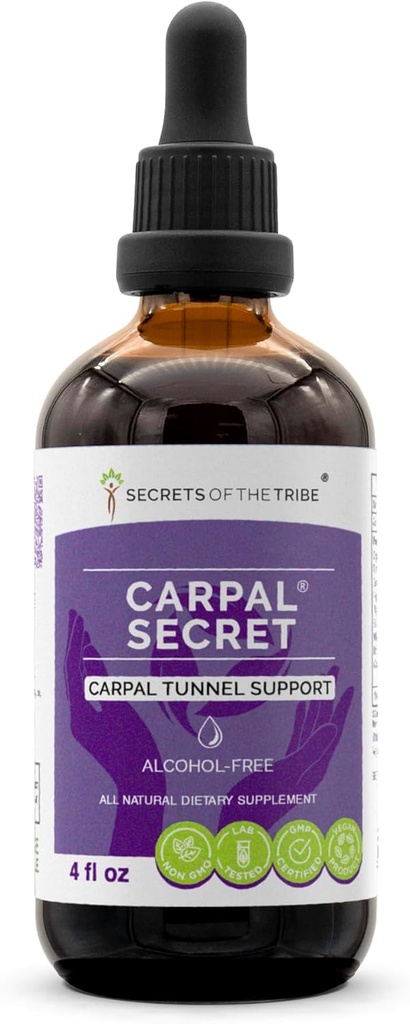 Secrets of the Tribe - Carpal Secret, Carpal Tunnel Support, Herbal Supplement Blend Drops Alcohol-Free Liquid Extract (4 fl oz)