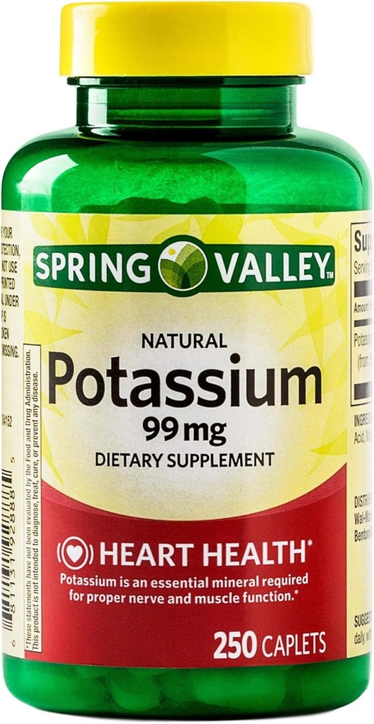 Kalp için Potasyum Caplets, Nerve & Muscle Function