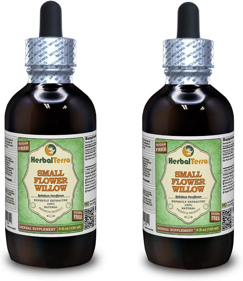 Küçük Çiçek Willow (Epilobium parviflorum) Glycerite, kuru Herb Alkol Özgür Sıvı Ekstraksiyon (Brand Name: HerbalTerra, Proudly Made in USA) 2x4 fl.oz (2x120 ml)