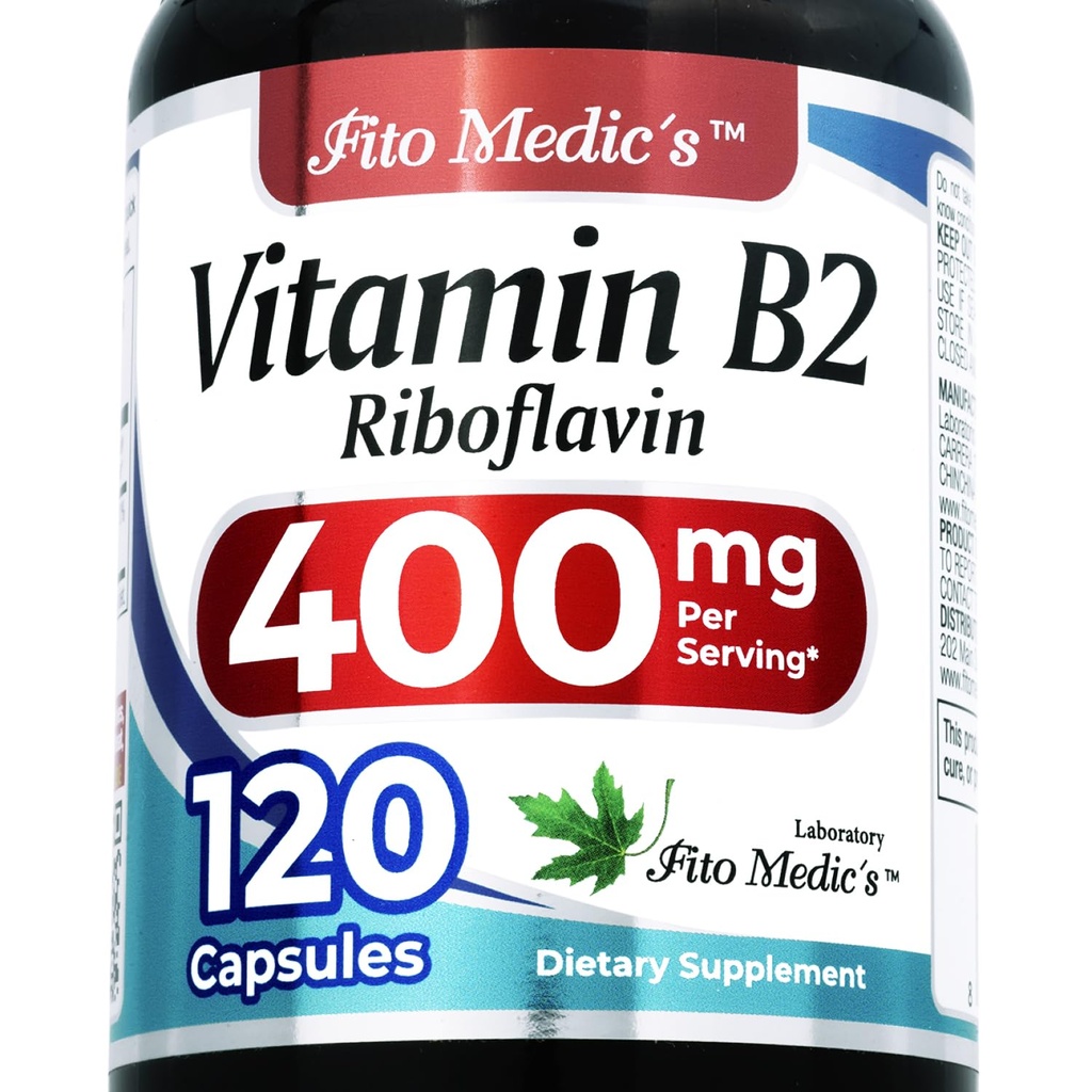 FITO MEDIC'S Lab | Vitamin b2 |120 Capsules | 400 mg | riboflavin 400 mg | b2 Vitamin 400 mg | b2 | riboflavin | Ultra yüksek Aborpsiyon.