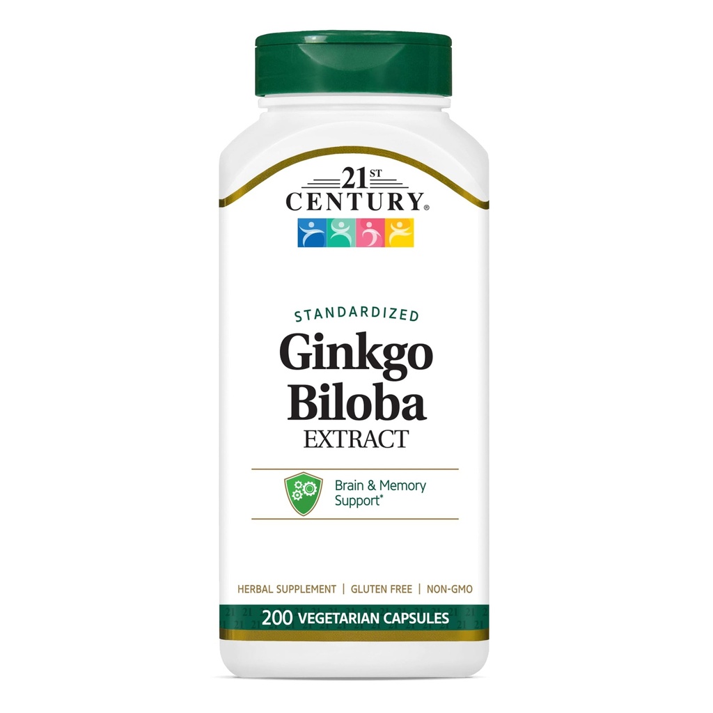 21. Yüzyıl Ginkgo Biloba Extract Veg-Capsules, 200-Count (21687)