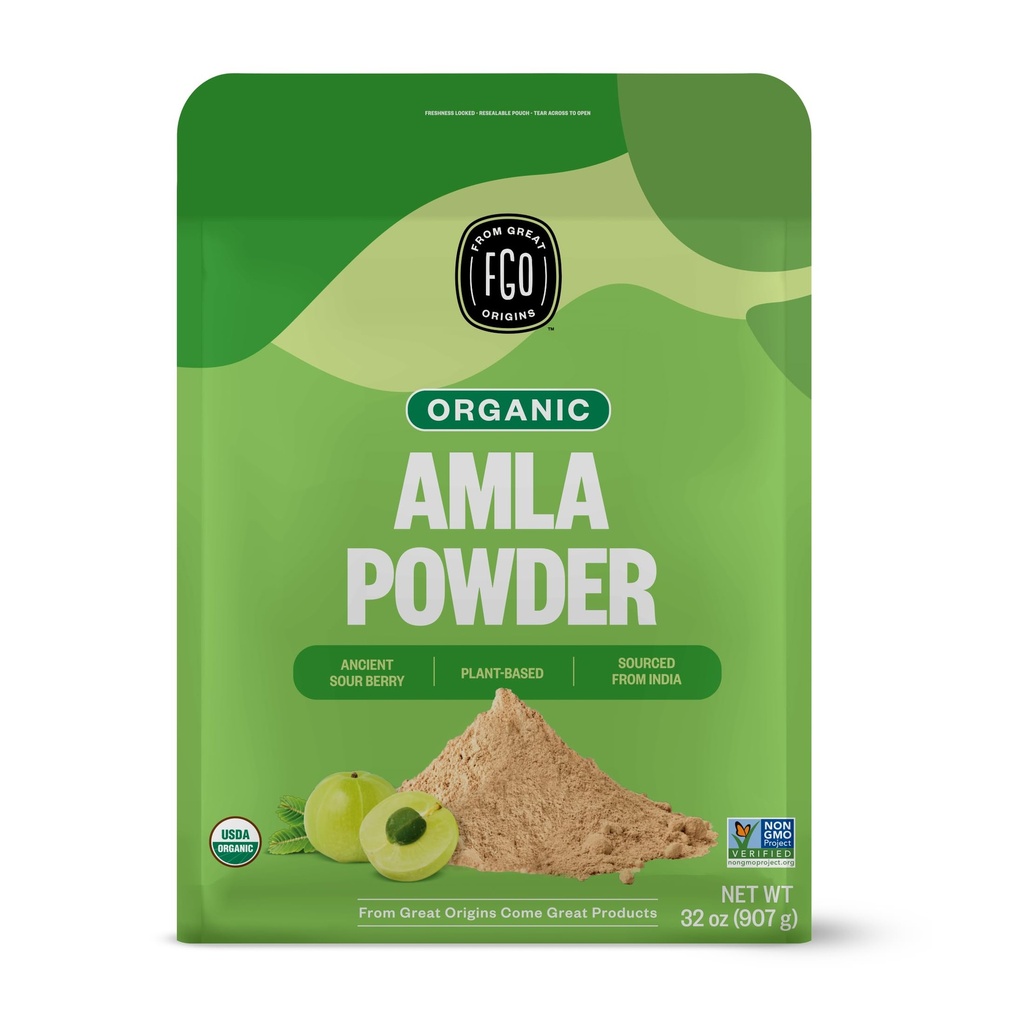 FGO Organik Amla Toz, 2 Pound / 32oz, USDA Organik Hindistan Gooseberry (Amalaki), Non-GMO, Doğal Vitamin C -% Raw ve Natural (Pack of 1)