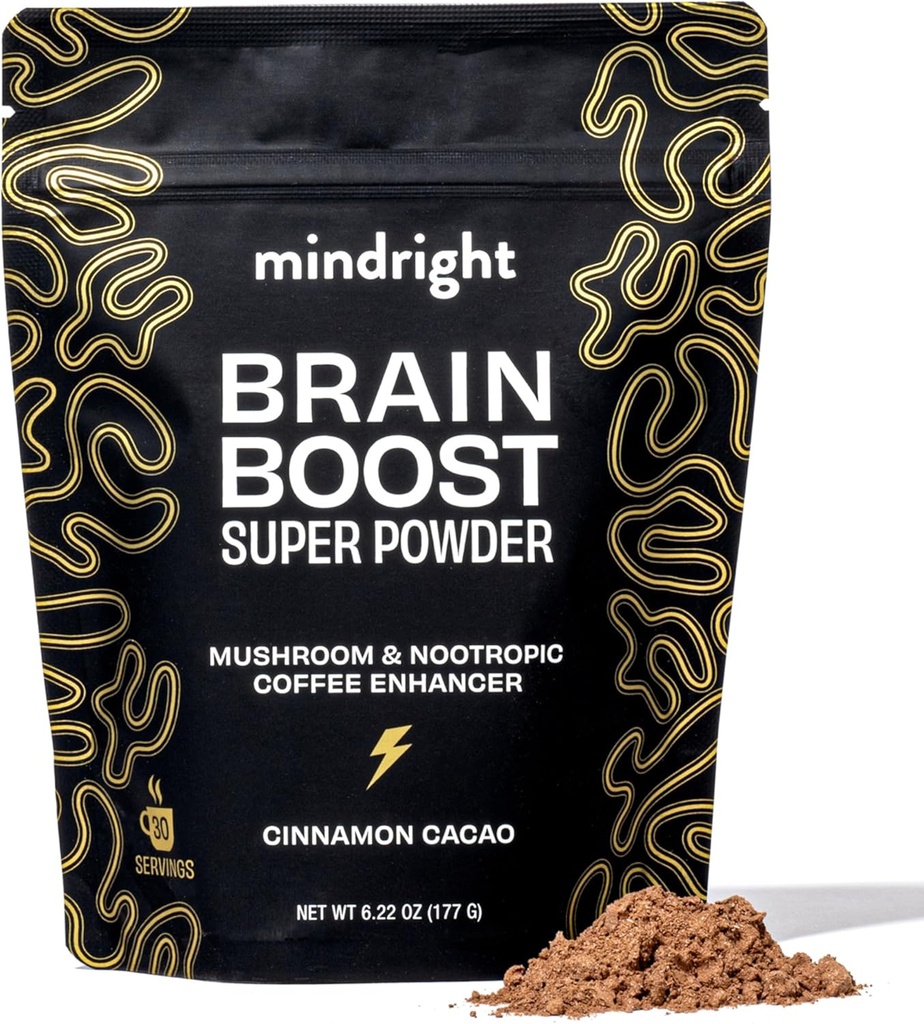 Zihinsel Beyin Mushroom Coffee Advancedr - Superfood Mix w/Mushroom - Lion's Mane, Kahve Meyvesi, Rhodiola, Cordyceps, Cacao - Caffeine Free No Sugar 30