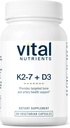 Vital Nutrients D3 + K2 | 2000 IU | Vitamin D3 K2 Supplement | Sağlıklı Gıda Seviyeleri için D Kompleks, Kas & Bone Health | Gluten, Dairy, Soy Free | 60 Capsules