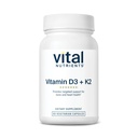 Vital Nutrients D3 + K2 | 2000 IU | Vitamin D3 K2 Supplement | Sağlıklı Gıda Seviyeleri için D Kompleks, Kas & Bone Health | Gluten, Dairy, Soy Free | 60 Capsules