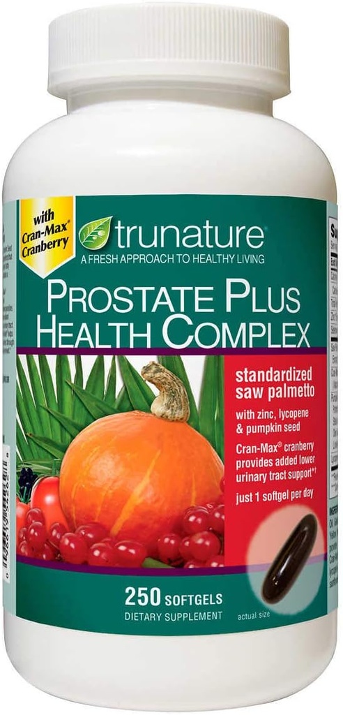 Tru Nature Prostate Plus Health Complex - Eva ile Palmetto, Lycopene, Riley Tohum - 250 Softgels