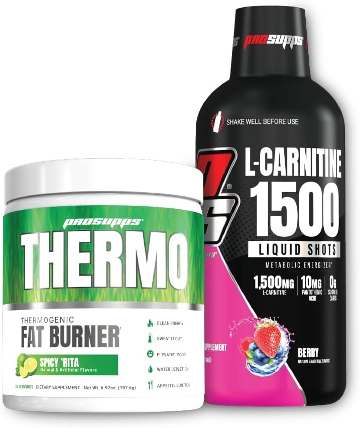 PROSUPPS Thermo Beam Thermogenic Toz Spicy Rita ve 1500 L-Carnitine Berry - Kilo Yönetimi ve Pre Workout - Energy, Mood, Appetite Control -