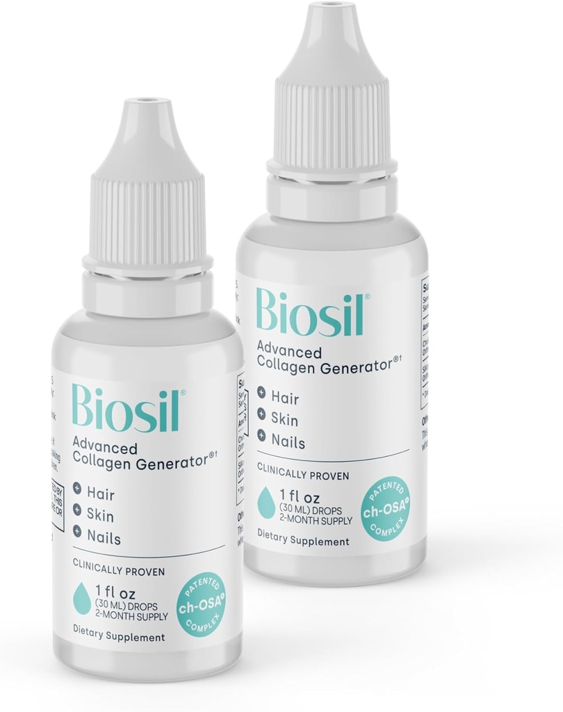 Biosil Collagen ATM Supplement - 1 fl oz Drops, Pack of 2 - Patentli ch-OSA Activator for Skin, Hair, Nails & Commons - Supports Natural Production - 120-Day Supplys