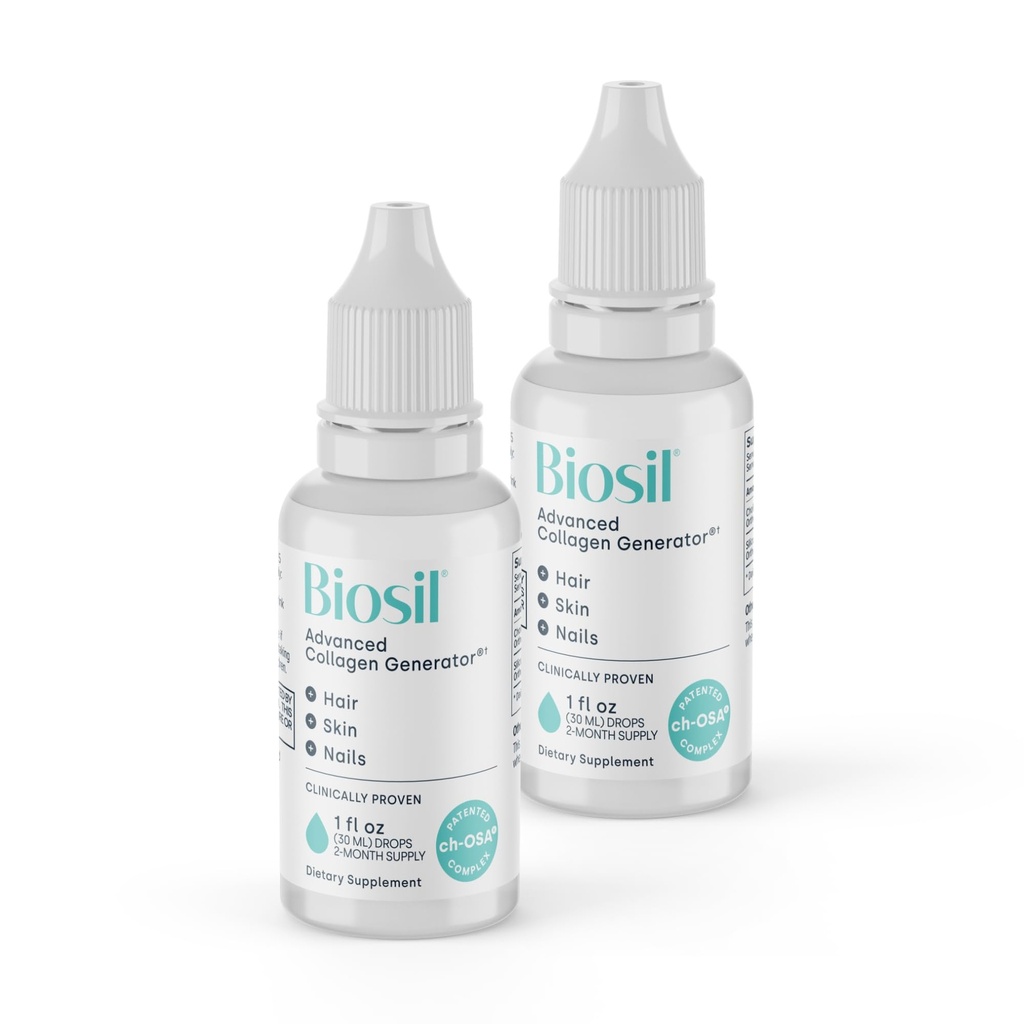 Biosil Collagen ATM Supplement - 1 fl oz Drops, Pack of 2 - Patentli ch-OSA Activator for Skin, Hair, Nails & Commons - Supports Natural Production - 120-Day Supplys