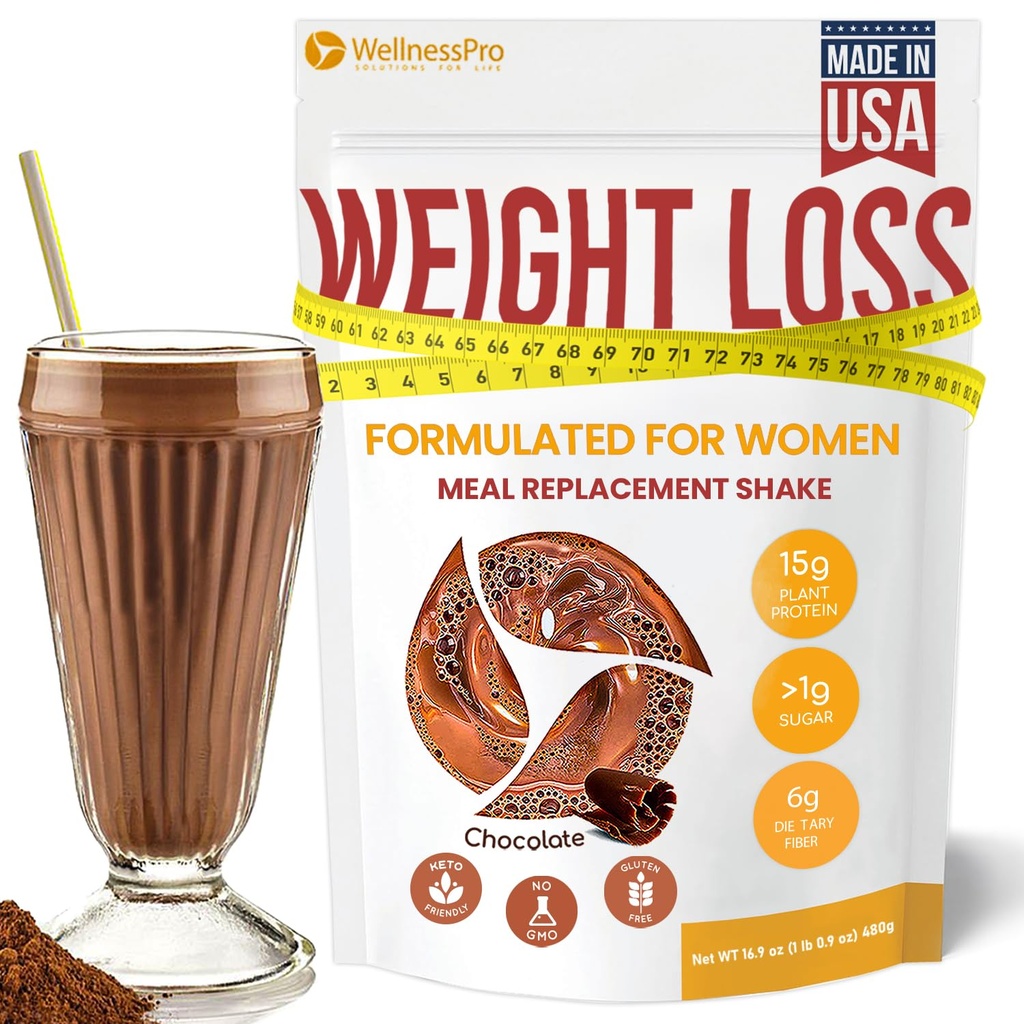 Meal Replacement Shake for Women with Chocolate Flavor, Keto Friendly, Kosher Protein Powder, Pre & Probiotics for Easy Digestion, No Sucralose Included, 16,9 Oz