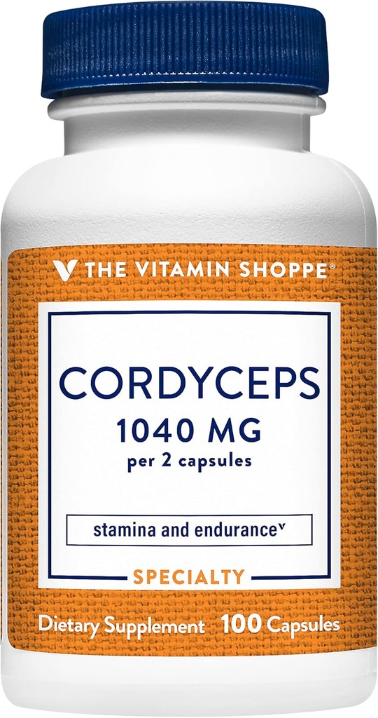 Shoppe Cordyceps Mushroom Supplement 1.040MG, Destekler Stamina ve Endurance (100 Capsules)