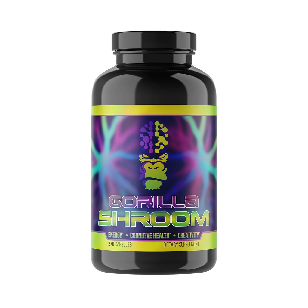 Gorilla Mind Shroom Nootropic Mushroom Supplement (6700mg) - 270 Κάψουλες/Περιλαμβάνει Lions Mane, Cordyceps, Reishi, Maitake/Αυξημένη Ενεργειακή Ανοσολογική Modulation, Ενισχυμένη Γνωστική Λειτουργία