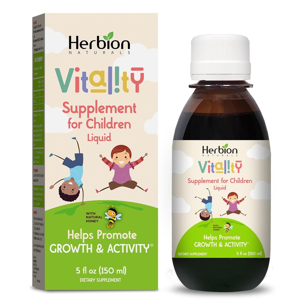 HERBION Naturals Συμπλήρωμα Ζωτικότητας για τα παιδιά, προάγει την ανάπτυξη και την όρεξη, ανακουφίζει τη Κόπωση, βελτιώνει την ψυχική και φυσική απόδοση, για τα παιδιά 1 έτος & πάνω, 5 fl Oz (πακέτο του 1)
