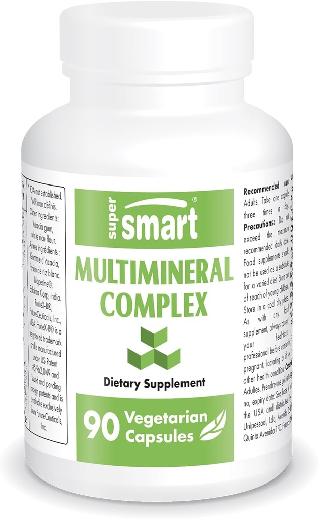 SuperSmart - Multimineral Kompleksi Supplement (Full Spectrum) - Magnezyum, çinko, Boron,dis, Chromium, Selenium, Iodine, Pyum | Non-GMO & Gluten Free - 90 Vegetarian Capsules