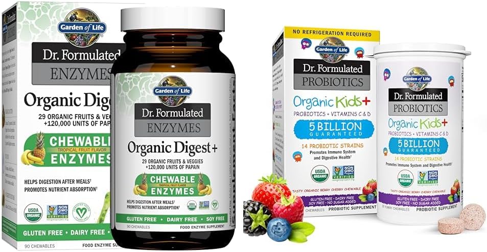 Yaşam Bahçesi Dr. Papain, Bromelain & Dr. Formulated Probiyotiks Organic Kids+ Plus Vitamin C & D - Berry Cherry