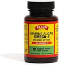 Bragg Omega-3 Supplement Capsules with DHA and EPA - 60 Vegan Softgels - Sustainable-Sourced Marine Algae - Supports Eye and Brain Health