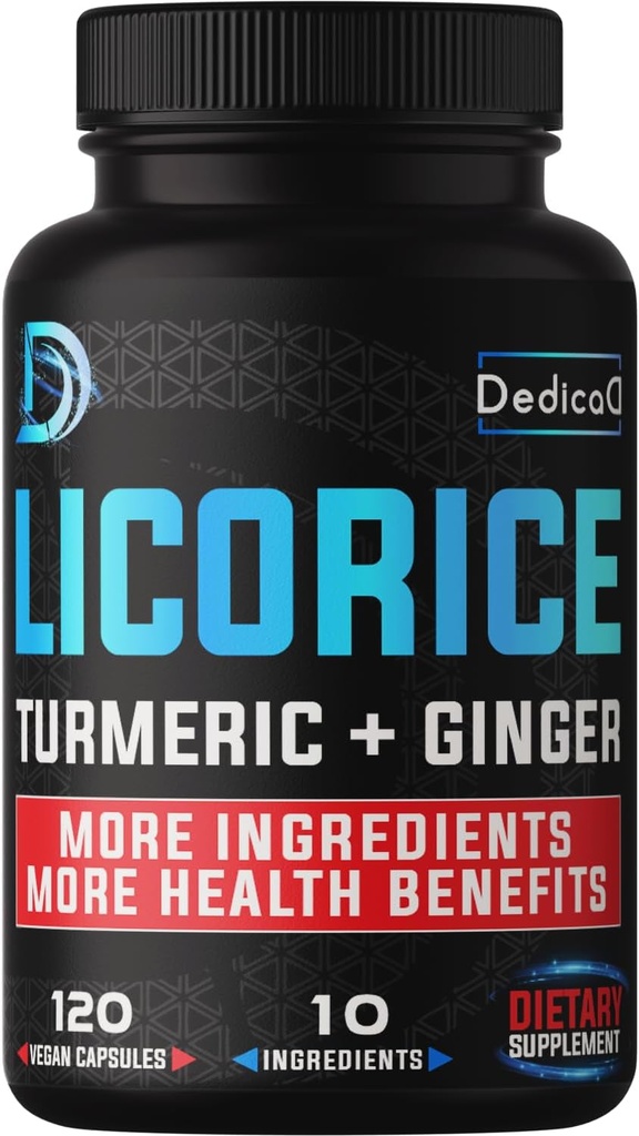 Licorice Root Capsules 4 Ay 6800 mg for Skin, Digestion & Immune Health Support - 10in1 Karma Turmeric Curcumin, Ginger Root, Peppermint Leaf & others - Non-GMO - 120 Vegan Capsules