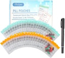 Serfeymi 48 Numaralı Pill Pouch Çanta for Travel Reusable Plastik Çanta 3x3 inç 12 mil (Çift Taraflı) Translucent Ambalajlı Pill Pouches for Medicine with Slide Lock & Writable Label, 1Pc Marker-Green+Green+ Sarı sarı sarı