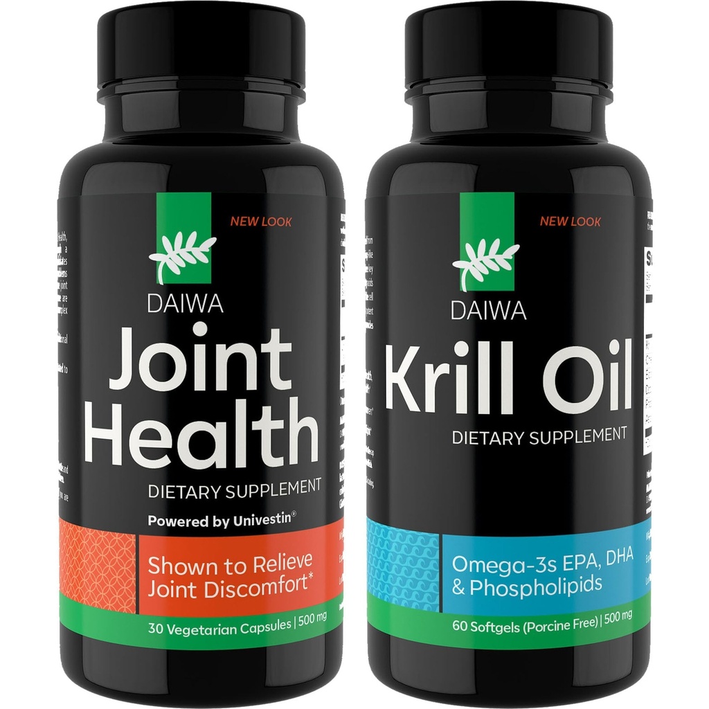 Daiwa Joint and Krill Oil Supplement Pack - Omega 3 Krill Oil Κάψουλες με Herbal Blend, 2-σε-1 Formula
