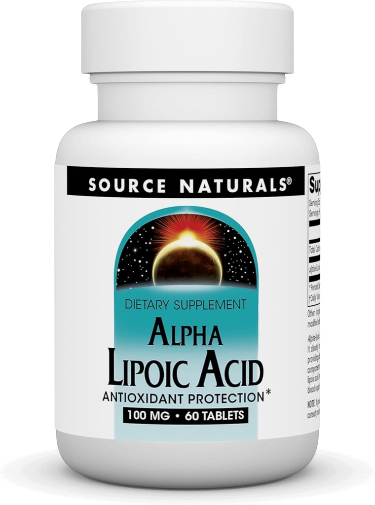 Source Naturals Το Alpha Lipoic Acid υποστηρίζει τον υγιή μεταβολισμό της ζάχαρης, τη λειτουργία του ήπατος και την παραγωγή ενέργειας* - 100 mg - 60 δισκία
