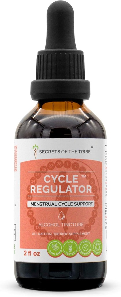 Secrets of the Tribe - Cycle Regulator, Herbal Supplement Blend Drops Alcohol Liquid Extract, Menstrual Cycle Support (2 fl oz)