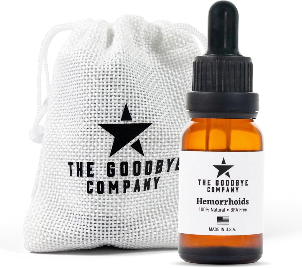 The Goodbye Company Organic Hemorrhoid Relief Serum - Φυσική θεραπεία φουντουκιών μαγισσών για τον πόνο, Itch & Swelling - Εσωτερική εξωτερική φόρμουλα καταπραϋντικής - Vegan, USA Made, 15mL