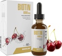 Maxler Liquid Biotin Drops - Vegan Biotin Vitaminleri Saç Deri ve Nails - Carbohidratlar, proteinler ve Fatlar için Biotin Tamamı - Biotin Liquid Per Service - Cherry Flavor
