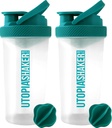 Utopia Home Protein Shaker Şişe - (Pack of 2) 28-Ounce Shaker şişeleri Protein Mixes için - Fitness Sports Classic Protein Shak Shaker Şişe (Clear/Teal)