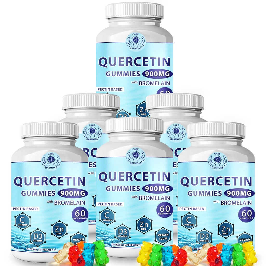 Quercetin Gummies - Bromelain Vitamin C + çinko Vitamin D3 ile Quercetin 900 mg Supplements - Çocuklar ve Yetişkinler için Quercetin (6)
