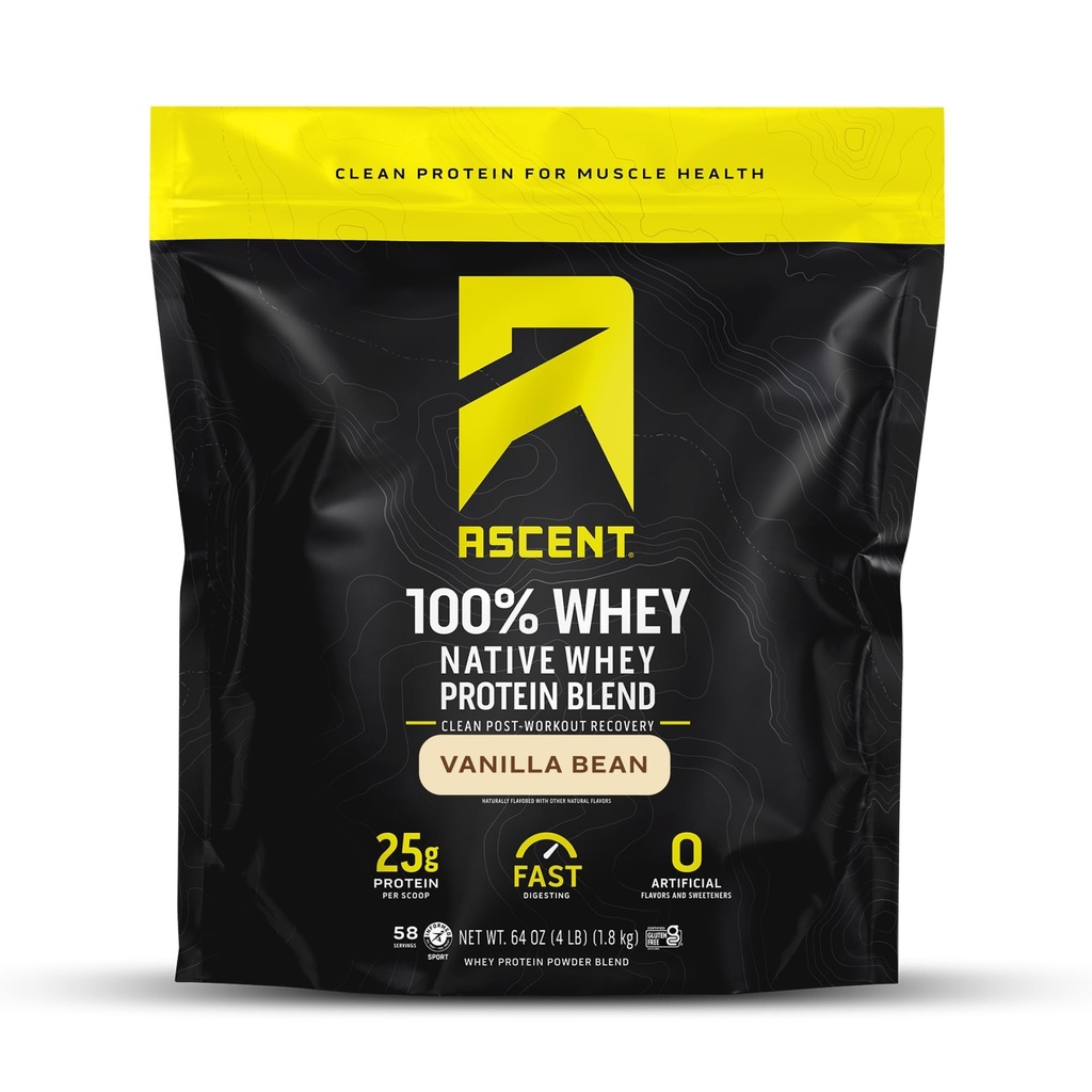 Yüzde 100 Whey, Yerli Whey proteini - Temiz Post Workout Recovery, Digesting, Zero Yapay Flavors & Sweeteners, Gluten Free, 5.5g BCAA, 2.6g Leucine, Vanilla Bean 4 lb.