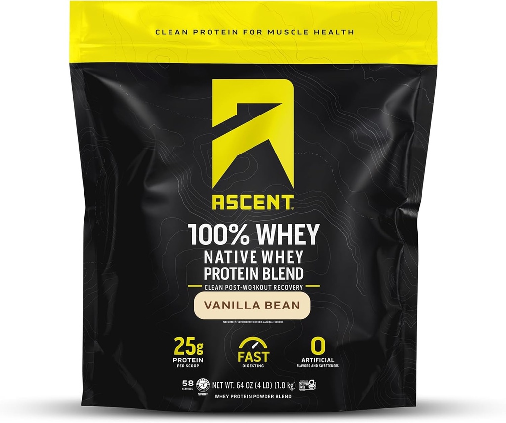 Yüzde 100 Whey, Yerli Whey proteini - Temiz Post Workout Recovery, Digesting, Zero Yapay Flavors & Sweeteners, Gluten Free, 5.5g BCAA, 2.6g Leucine, Vanilla Bean 4 lb.