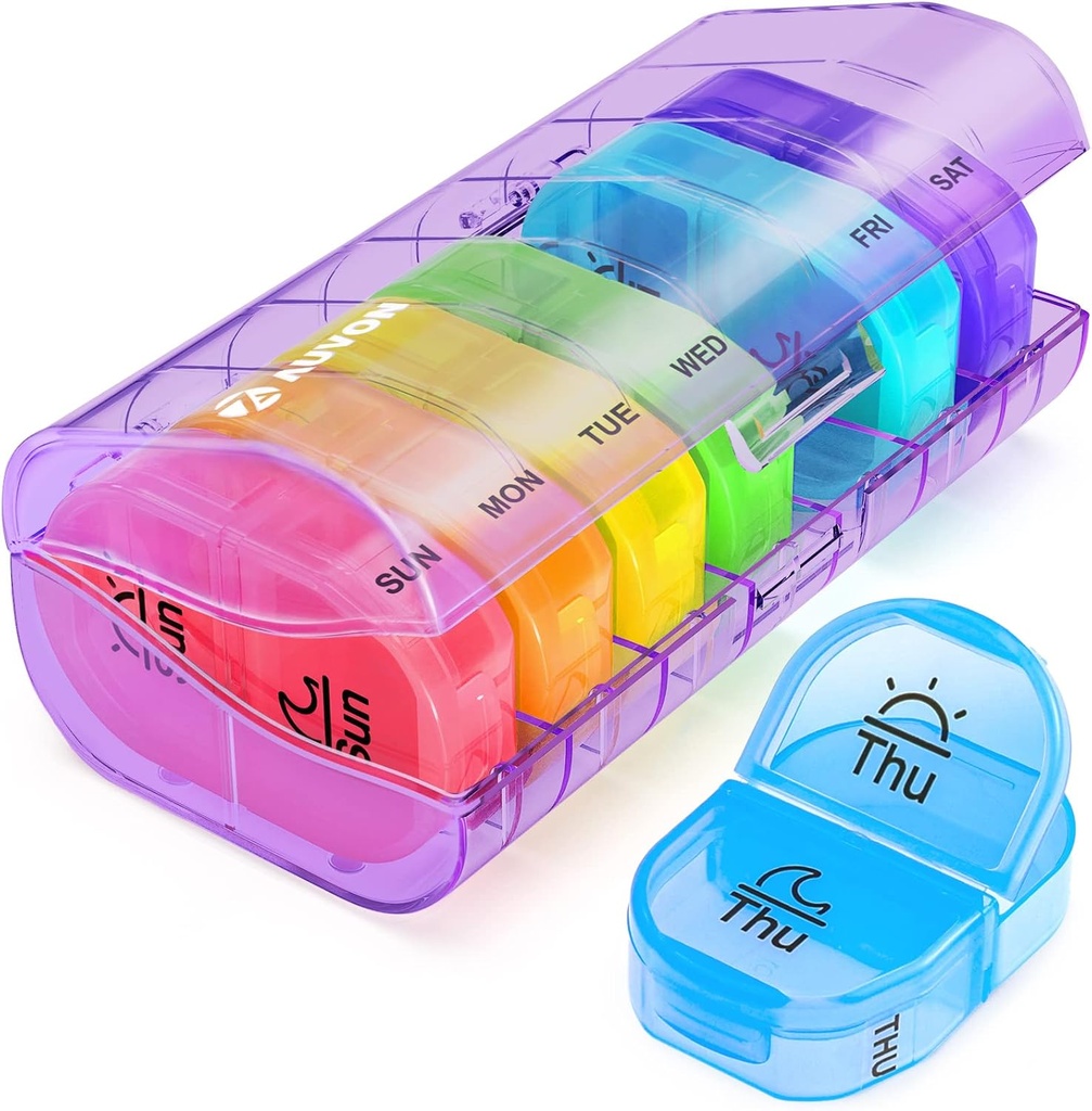 AUVON Pill Box 2 Times a Day, Weekly Pill Organizer AM PM with 7 Daily Pocket Case to Hold, Medicine, Drug, and Supplement Supplement