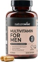 NatureWise Multivitamin for Men - Daily Male Support - Minerals & Herbs for Energy, Performance, Immunity - A, C, D, B-Complex - Soy & Gluten-Free, Non-GMO - 90 Capsules[45-Day Supply]