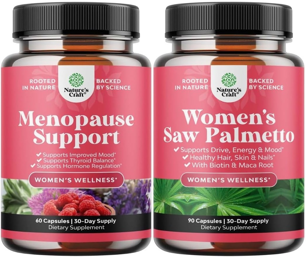 Menopause Supplement for Night Sweats, Hot Flashes & Mood Swings with Dong Quai, Chaste Berry & Black Cohosh Root and Saw Palmetto for Women 500 mg737 Blocker with Maca Root & Biotin