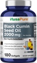 NusaPure Black Seed Oil 2000mg per Service - 180 Softgel Caps (Non-GMO, Gluten-Free) Cold-Pressed Nigella Sativa