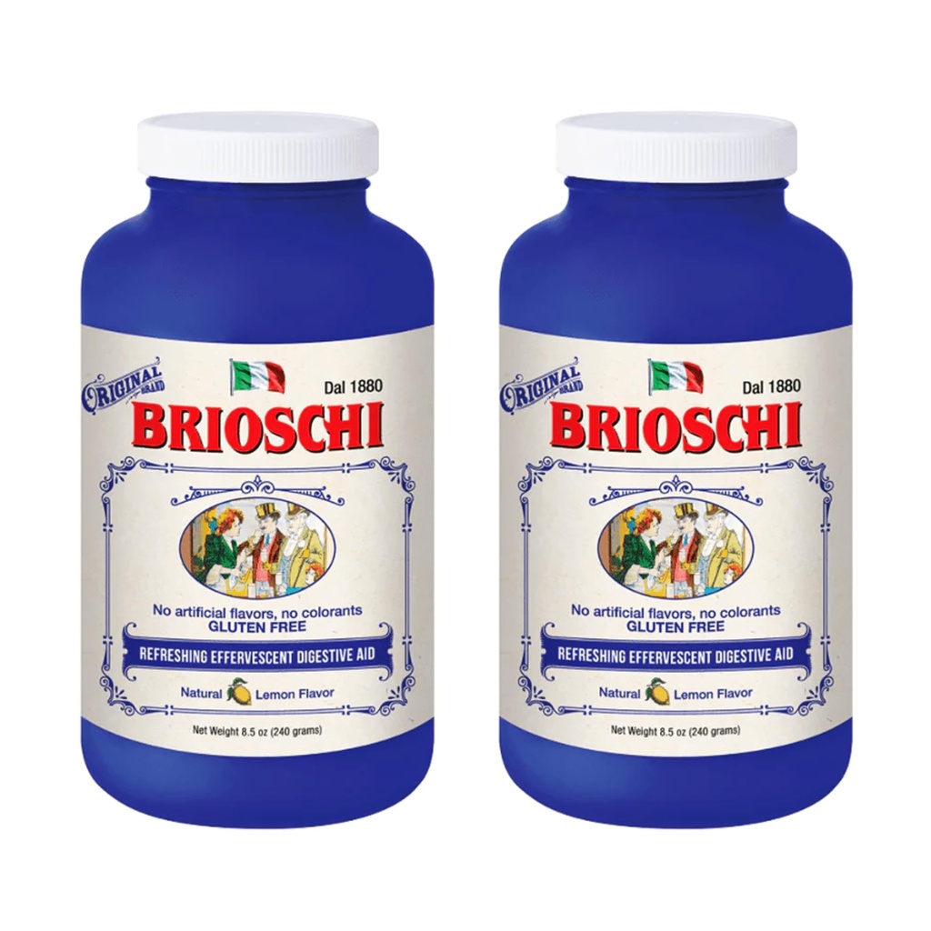 Brioschi Italian Lemon Flavored Effervescent Heartburn, Upset Stomach, Acid Indigestion, 8.5 oz şişe (Pack of 2)