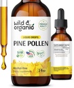 Wild & Organic Pine Pollen Tincture - Antioksi & Immune Support - Pine Pollen Extract Drops - Vegan, Sugar & Alkol-Free Liquid Supplement - 2 fl ozz
