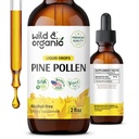 Wild & Organic Pine Pollen Tincture - Pine Pollen Extract Drops for Men & Women - Add to Tea & Drink - Pure Pinus Sylvestris Extract - Vegan, Sugar & Alcohol-Free Liquid Supplement - 2 fl oz