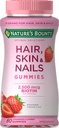Nature's Bounty Optimal Solutions Saç, Skin & Nails Vitamin Gummies with Biotin, 2500 mcg, Strawberry, 80 Count, 40 Total Services