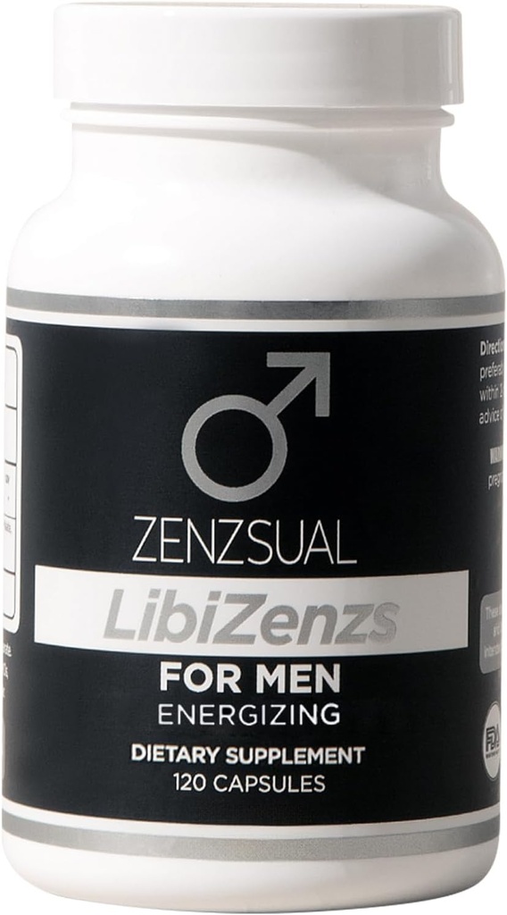 ZENZSUAL LibiZenzs Men - Natural Diyetary Supplement Blend with Ginseng, Maca Root, Ashwagandha - Arts testosteron Levels - Gluten Free (120 Capsules)