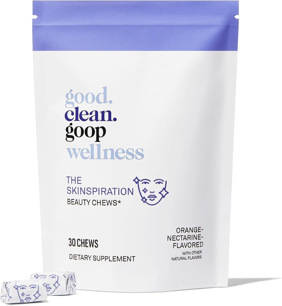 İyi.te.goop Wellness The Skinspiration Beauty Chews | Diyetary Supplement for Glowing Skin | E & Niacin | Orange Nectarine Flavored | Geliştirilmişlar Skin Care Routine | 30 Chews | Vegan